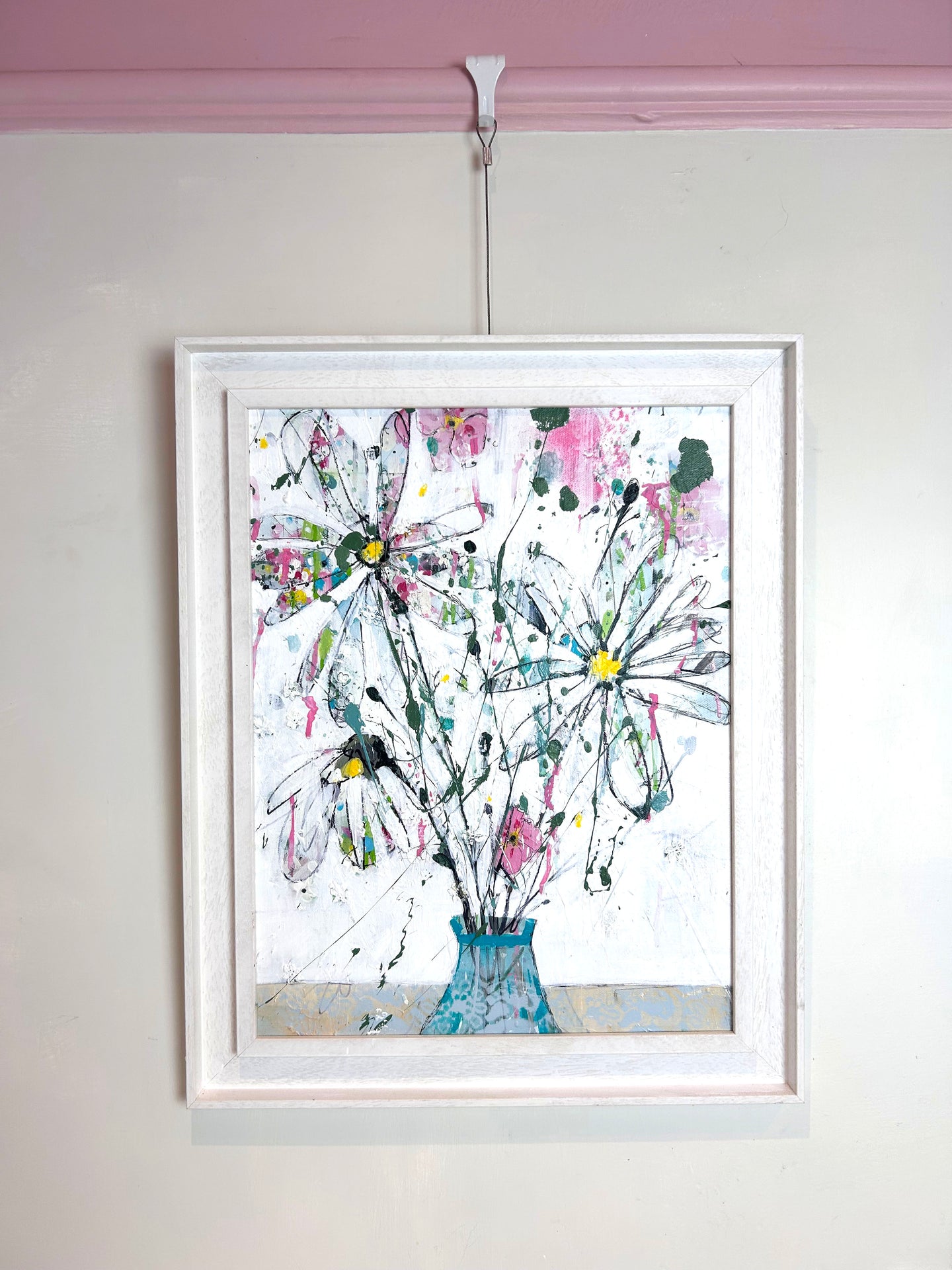 Summer flowers in blue vase